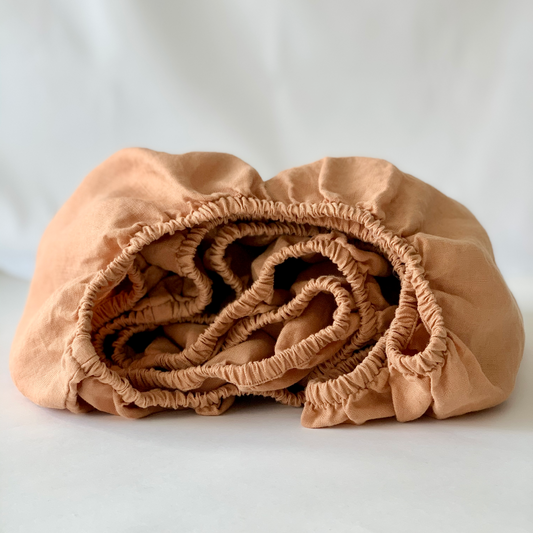 Linen Crib Fitted Sheet In Sunset