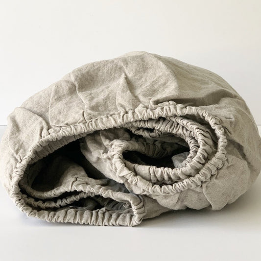 Linen Crib Fitted Sheet In Natural