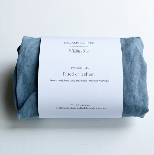 Limited Edition Linen Crib Sheet In Powder Blue