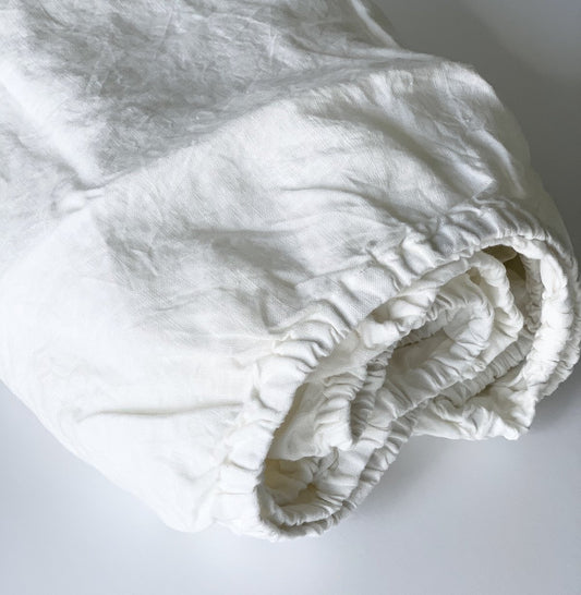 Linen Fitted Sheet In White