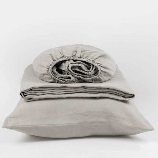 Linen Sheet Set in Soft Grey