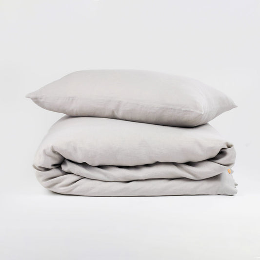 100% Linen Duvet Set in Soft Grey